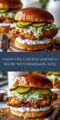 Crispy Dill Chicken Sandwich Recipe With Homemade aioli | Digital Download